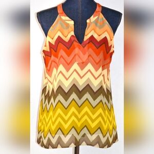 Banana Republic Vintage women's Chevron Blouse size Petite Medium Lightweight
